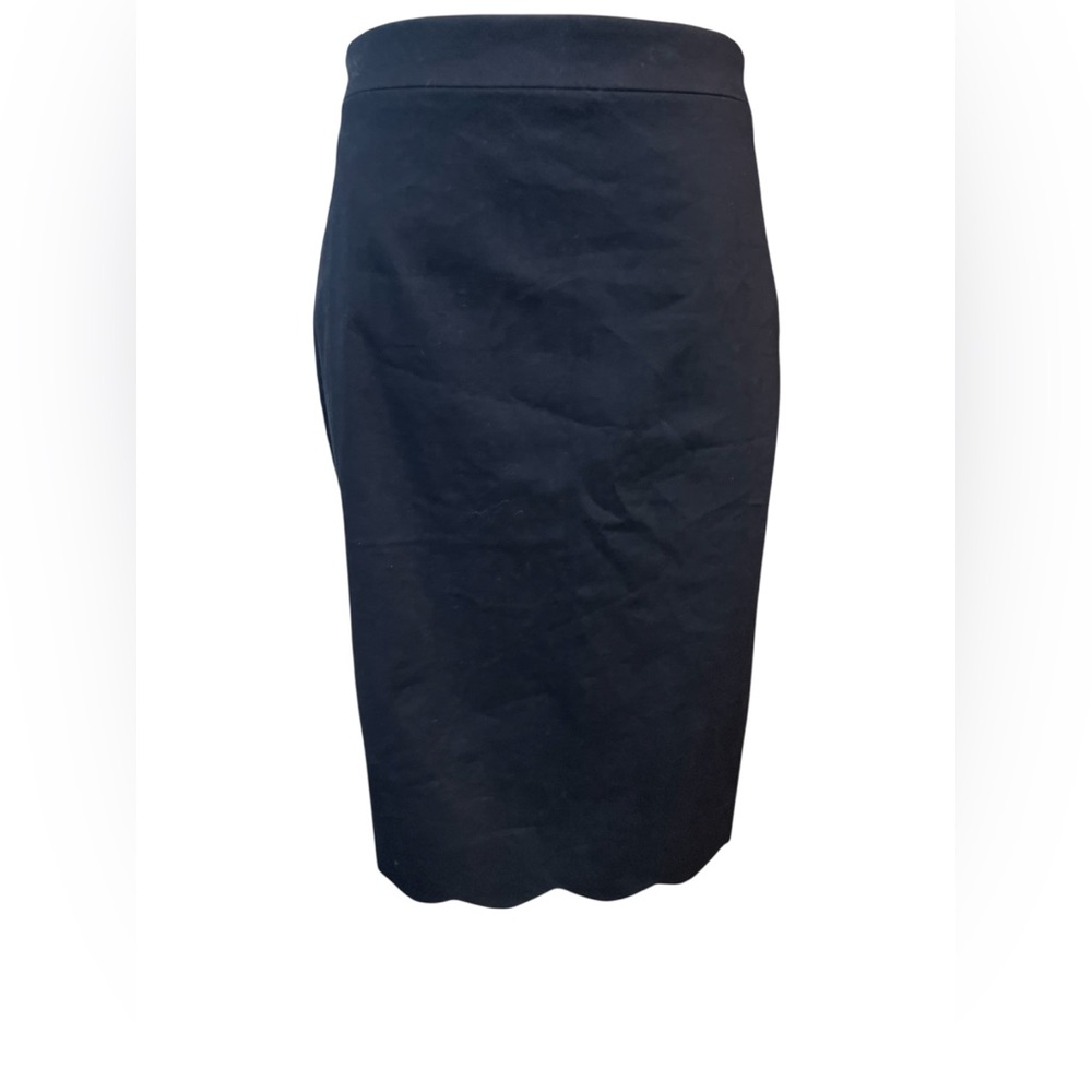 🆕 🔵 NWOT J.CREW Navy Scalloped Hem Pencil Skirt | Women’s Sz 0